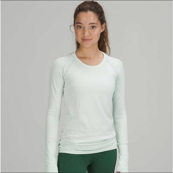 Lululemon Women Distorted Static Delicate Mint White Swiftly Tech LS 2.0 Shirt 8 - Picture 10 of 11
